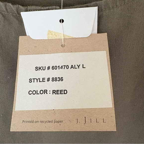 New with Tags J. Jill 100% Linen Olive Green Sleeveless Dress. Size Large - Picture 7 of 8
